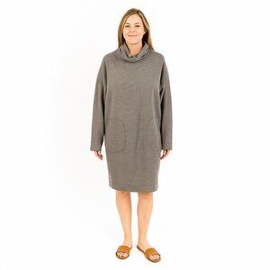 Thyme & Honey Cowl Neck Dress Small Grey Long Sleeve Soft Stretch Minimal Cozy